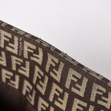 将图片加载到图库查看器中。 極美品 FENDI フェンディ ズッキーノ柄 ハンドバッグ キャンバス レザー ブラウン ブラックメタル金具 中古 4a006495