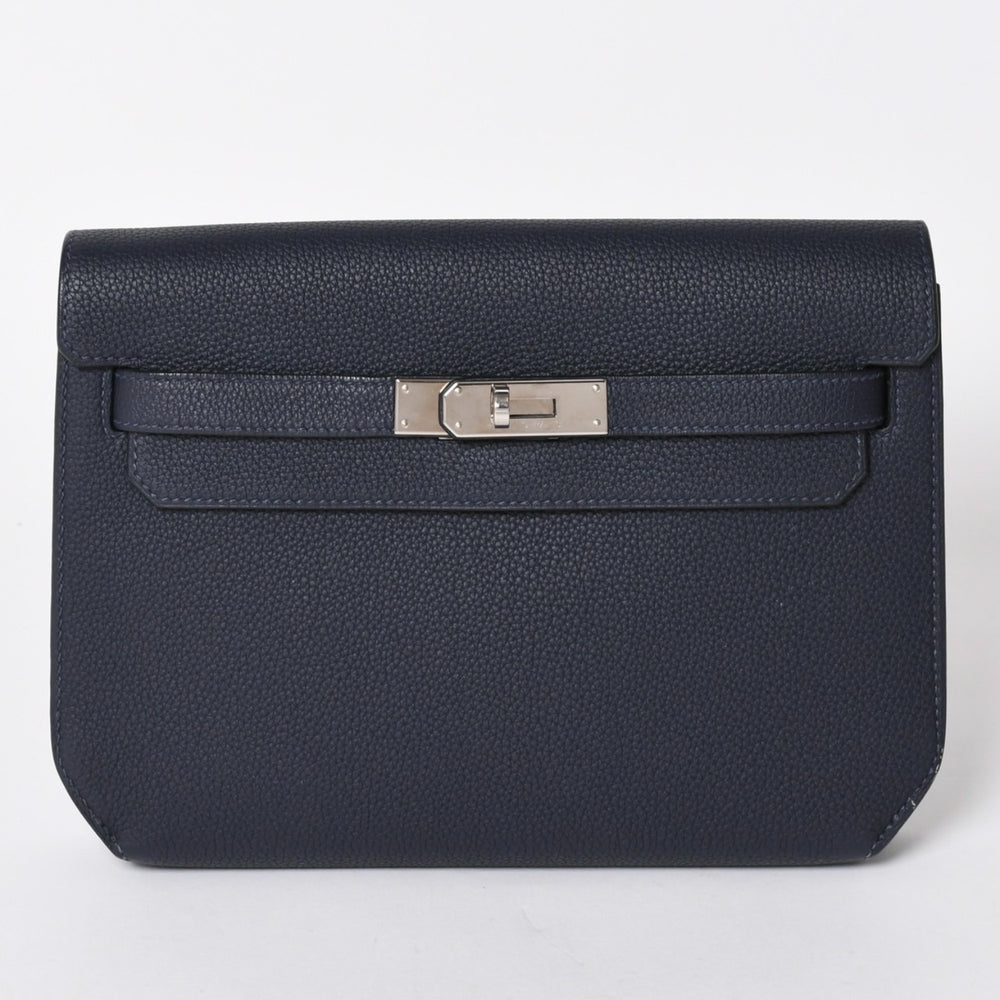 極美品 HEMRES エルメス クラッチバッグ ケリーデペッシュ25 ブルーニュイ Z刻印 クラッチ シルバー金具 中古 4a006460