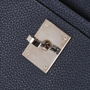 極美品 HEMRES エルメス クラッチバッグ ケリーデペッシュ25 ブルーニュイ Z刻印 クラッチ シルバー金具 中古 4a006460