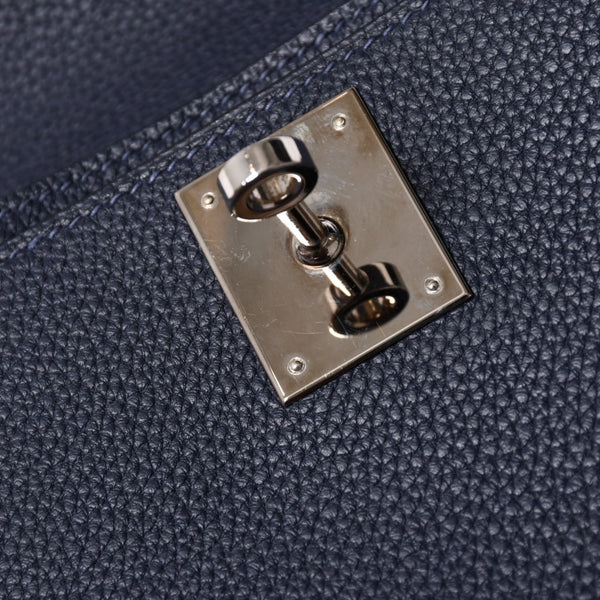 極美品 HEMRES エルメス クラッチバッグ ケリーデペッシュ25 ブルーニュイ Z刻印 クラッチ シルバー金具 中古 4a006460