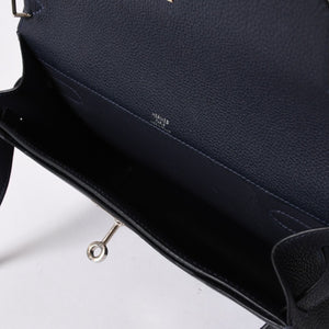 極美品 HEMRES エルメス クラッチバッグ ケリーデペッシュ25 ブルーニュイ Z刻印 クラッチ シルバー金具 中古 4a006460