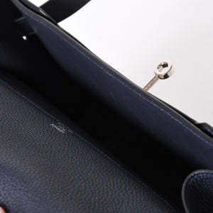 極美品 HEMRES エルメス クラッチバッグ ケリーデペッシュ25 ブルーニュイ Z刻印 クラッチ シルバー金具 中古 4a006460