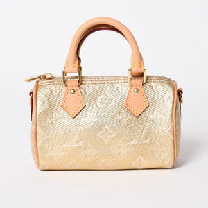 Very good condition LOUIS VUITTON Hand Bag Shoulder Bag Monogram Jacquard Nano Speedy M82242 Gold Beige Used 4a006443