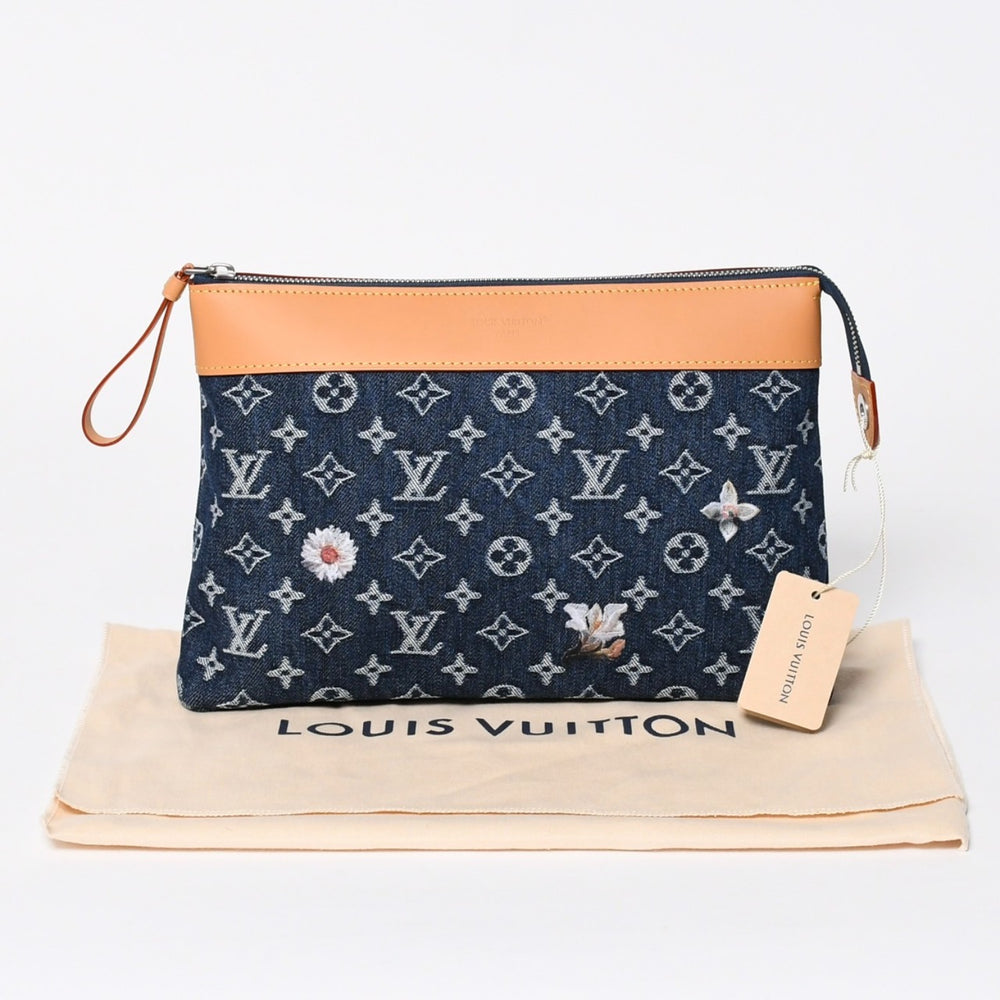 新品未使用品 LOUIS VUITTON ルイヴィトン ハンドバッグ クラッチバッグ M27559 ポシェット・ヴォワヤージュ モノグラムデニム 中古 4a006421