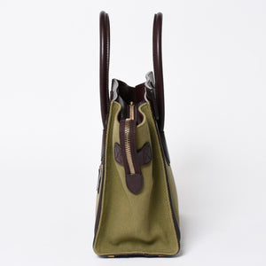 極美品 CELINE セリーヌ ラゲージマイクロショッパー ショルダーバッグ ハンドバッグ フィービー期 カーフスキン カーキ ゴールド金具 中古 4a006221