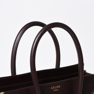 極美品 CELINE セリーヌ ラゲージマイクロショッパー ショルダーバッグ ハンドバッグ フィービー期 カーフスキン カーキ ゴールド金具 中古 4a006221