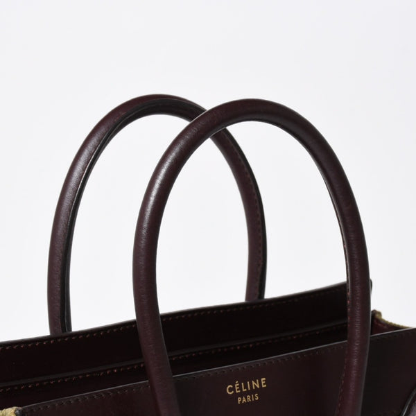 極美品 CELINE セリーヌ ラゲージマイクロショッパー ショルダーバッグ ハンドバッグ フィービー期 カーフスキン カーキ ゴールド金具 中古 4a006221