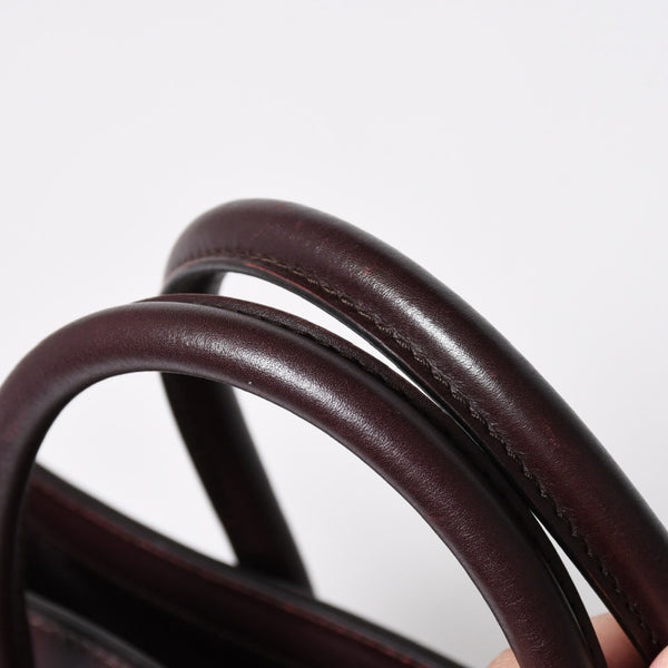 極美品 CELINE セリーヌ ラゲージマイクロショッパー ショルダーバッグ ハンドバッグ フィービー期 カーフスキン カーキ ゴールド金具 中古 4a006221
