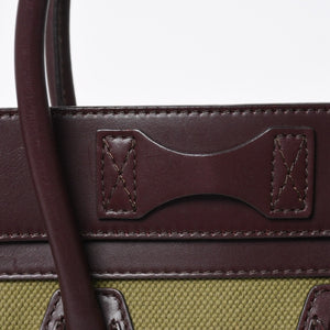 極美品 CELINE セリーヌ ラゲージマイクロショッパー ショルダーバッグ ハンドバッグ フィービー期 カーフスキン カーキ ゴールド金具 中古 4a006221