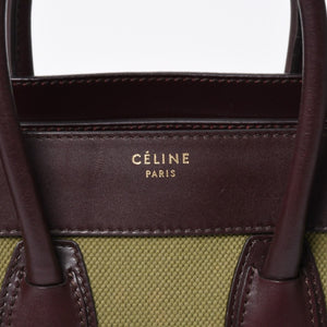 極美品 CELINE セリーヌ ラゲージマイクロショッパー ショルダーバッグ ハンドバッグ フィービー期 カーフスキン カーキ ゴールド金具 中古 4a006221