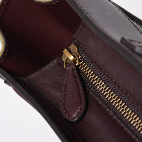 極美品 CELINE セリーヌ ラゲージマイクロショッパー ショルダーバッグ ハンドバッグ フィービー期 カーフスキン カーキ ゴールド金具 中古 4a006221