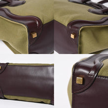 Load the image into the gallery viewer. 極美品 CELINE セリーヌ ラゲージマイクロショッパー ショルダーバッグ ハンドバッグ フィービー期 カーフスキン カーキ ゴールド金具 中古 4a006221