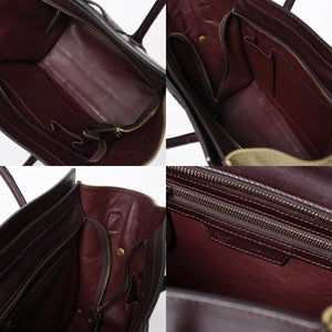 極美品 CELINE セリーヌ ラゲージマイクロショッパー ショルダーバッグ ハンドバッグ フィービー期 カーフスキン カーキ ゴールド金具 中古 4a006221