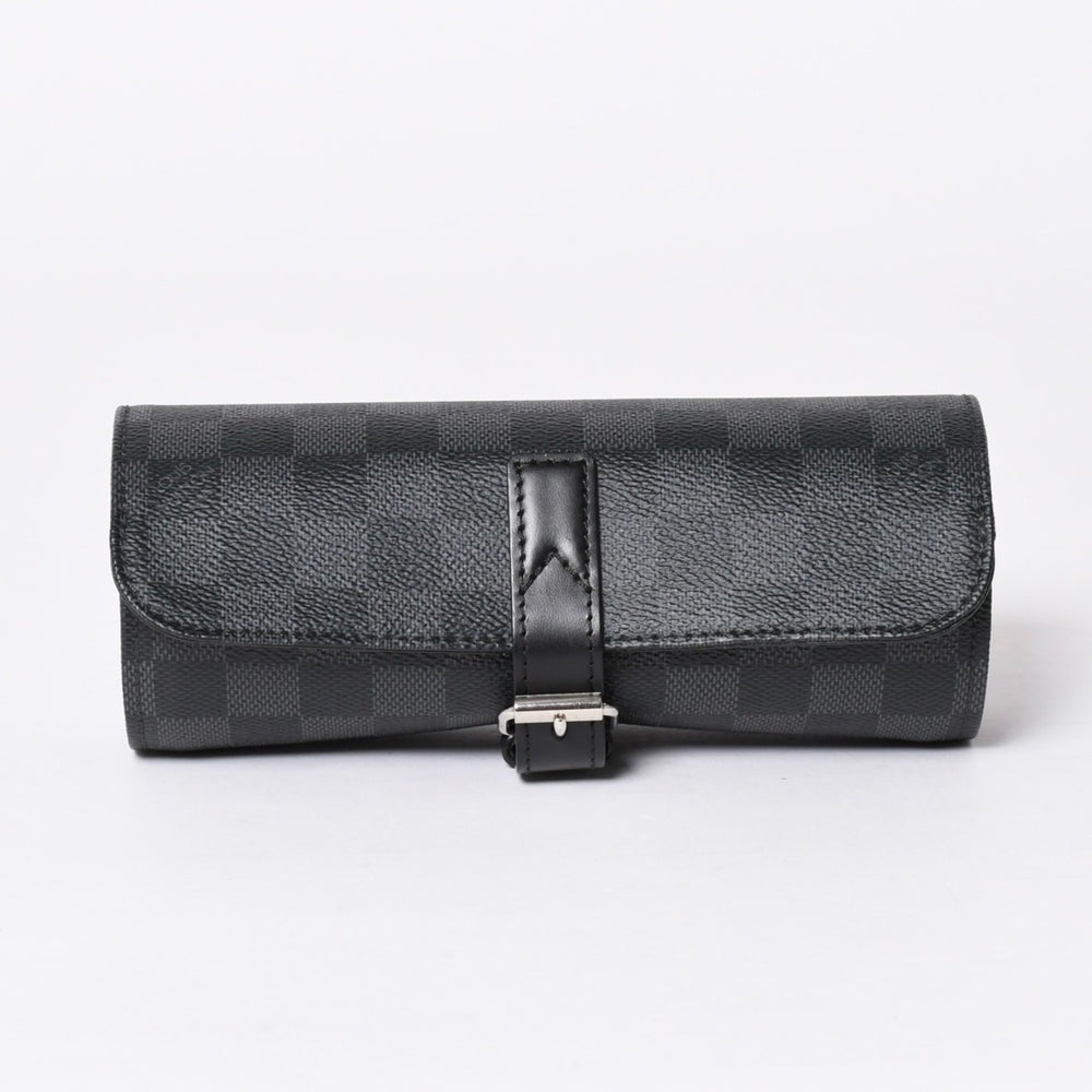 極美品 LOUIS VUITTON ルイヴィトン 時計ケース ダミエグラフィット エテュイ 3モントル 3本用ウォッチケース 時計ケース 筒型 マルチポーチ N41137 中古 4a006422
