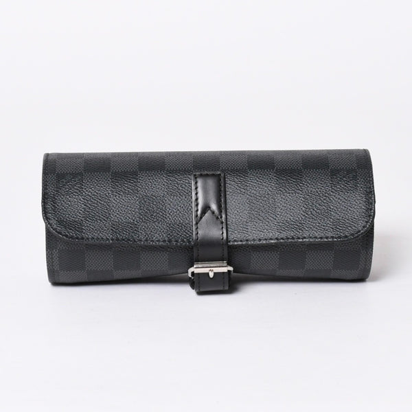 極美品 LOUIS VUITTON ルイヴィトン 時計ケース ダミエグラフィット エテュイ 3モントル 3本用ウォッチケース 時計ケース 筒型 マルチポーチ N41137 中古 4a006422