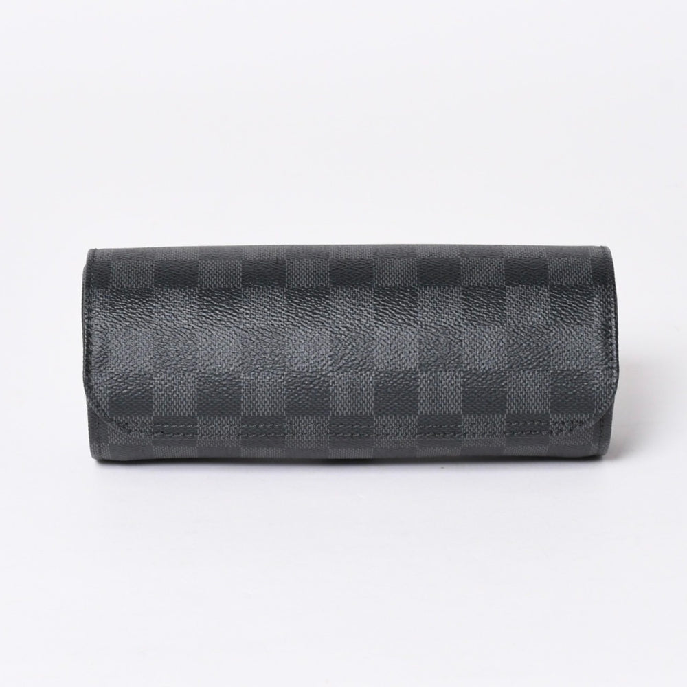 極美品 LOUIS VUITTON ルイヴィトン 時計ケース ダミエグラフィット エテュイ 3モントル 3本用ウォッチケース 時計ケース 筒型 マルチポーチ N41137 中古 4a006422