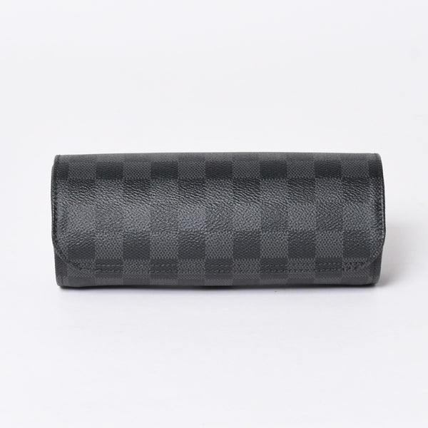 極美品 LOUIS VUITTON ルイヴィトン 時計ケース ダミエグラフィット エテュイ 3モントル 3本用ウォッチケース 時計ケース 筒型 マルチポーチ N41137 中古 4a006422