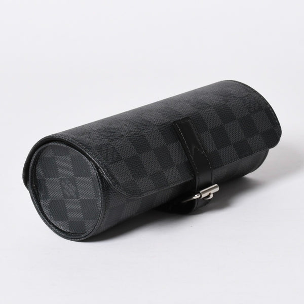 極美品 LOUIS VUITTON ルイヴィトン 時計ケース ダミエグラフィット エテュイ 3モントル 3本用ウォッチケース 時計ケース 筒型 マルチポーチ N41137 中古 4a006422
