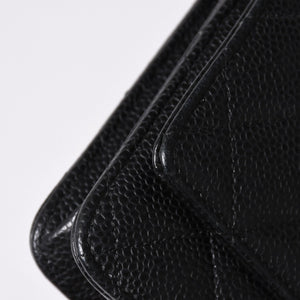 極美品 CHANEL シャネル チェーンウォレット 長財布 AP0250 22番台 ココマーク キャビアスキン ブラック シルバー金具 中古 4a004351