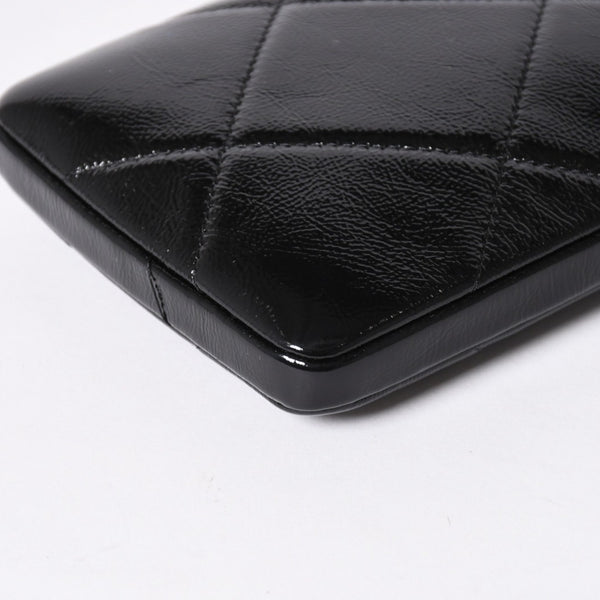 新品未使用品 CHANEL シャネル チェーンショルダー シャイニー パテントレザー ランダム番台 マトラッセ ココマーク フォンケース 中古 4a006466