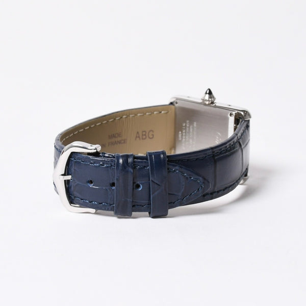 Like new CARTIER TANK MUST LM Watch WSTA0055 Weight 31.79g SS Quartz Leather Blue Dial Used 4a006377