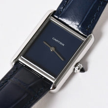 画像をギャラリービューアに読み込む, 新品同様 CARTIER カルティエ TANK MUST LM タンクマスト LM 腕時計 WSTA0055 重量31.79g SS クォーツ レザー ブルー文字盤 中古 4a006377