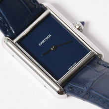 画像をギャラリービューアに読み込む, 新品同様 CARTIER カルティエ TANK MUST LM タンクマスト LM 腕時計 WSTA0055 重量31.79g SS クォーツ レザー ブルー文字盤 中古 4a006377