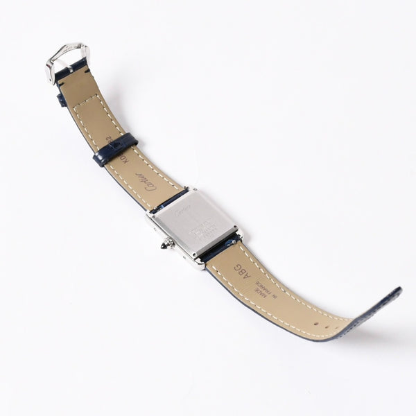 Like new CARTIER TANK MUST LM Watch WSTA0055 Weight 31.79g SS Quartz Leather Blue Dial Used 4a006377
