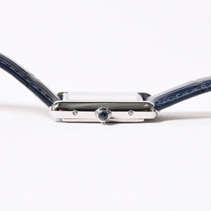 Like new CARTIER TANK MUST LM Watch WSTA0055 Weight 31.79g SS Quartz Leather Blue Dial Used 4a006377