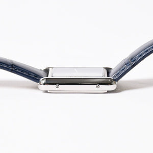 Like new CARTIER TANK MUST LM Watch WSTA0055 Weight 31.79g SS Quartz Leather Blue Dial Used 4a006377