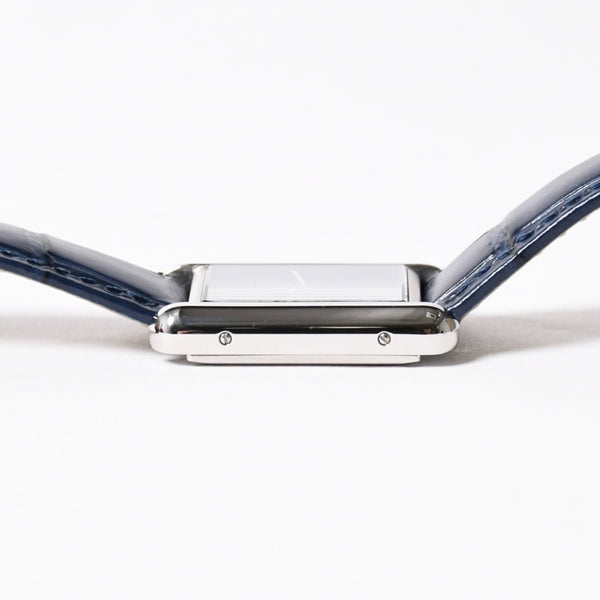 Like new CARTIER TANK MUST LM Watch WSTA0055 Weight 31.79g SS Quartz Leather Blue Dial Used 4a006377
