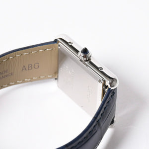Like new CARTIER TANK MUST LM Watch WSTA0055 Weight 31.79g SS Quartz Leather Blue Dial Used 4a006377