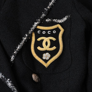 新品同様品 CHANEL シャネル ツイードロングコート エンブレムワッペン ダブルブレスト 05C サイズ36 P24957V15529 中古 4a003296