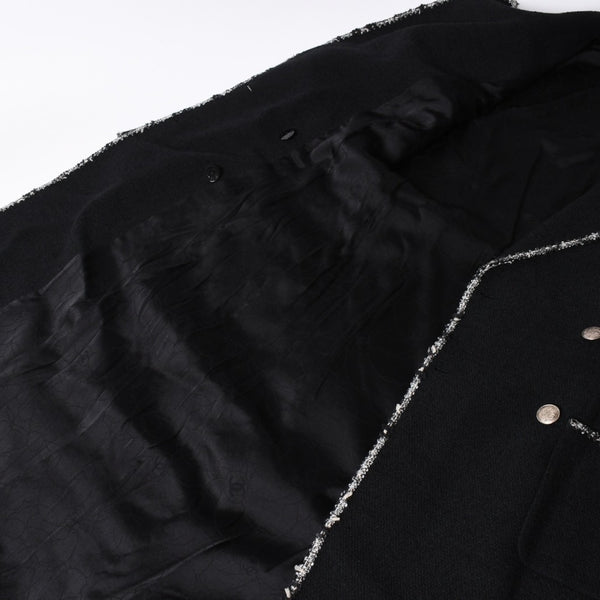 新品同様品 CHANEL シャネル ツイードロングコート エンブレムワッペン ダブルブレスト 05C サイズ36 P24957V15529 中古 4a003296