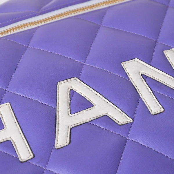 極美品 CHANEL シャネル ハンドバッグ ボストンバッグ スポーツライン マトラッセ 3番台 パープル ゴールド金具 中古 4a006427