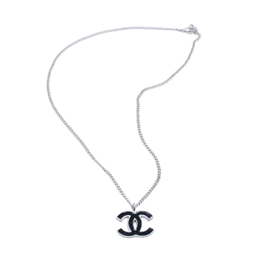 極美品 CHANEL シャネル ネックレス ココマーク 06P ブラック 黒 シルバー necklace COCO BK×SV 06P 美品 中古 4a000650
