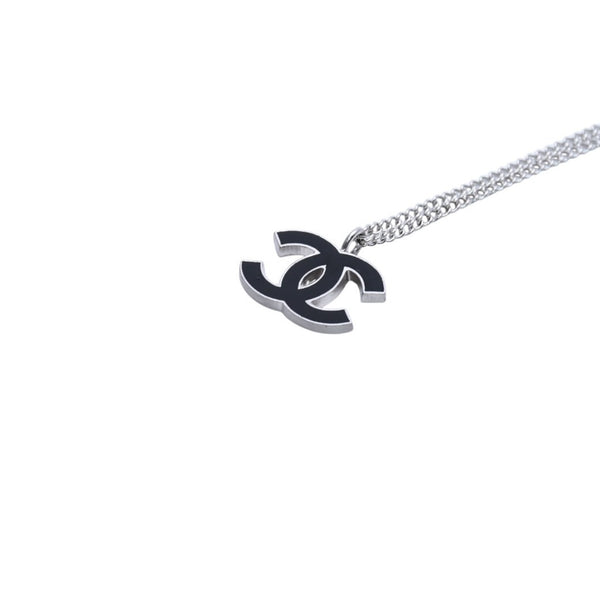 極美品 CHANEL シャネル ネックレス ココマーク 06P ブラック 黒 シルバー necklace COCO BK×SV 06P 美品 中古 4a000650