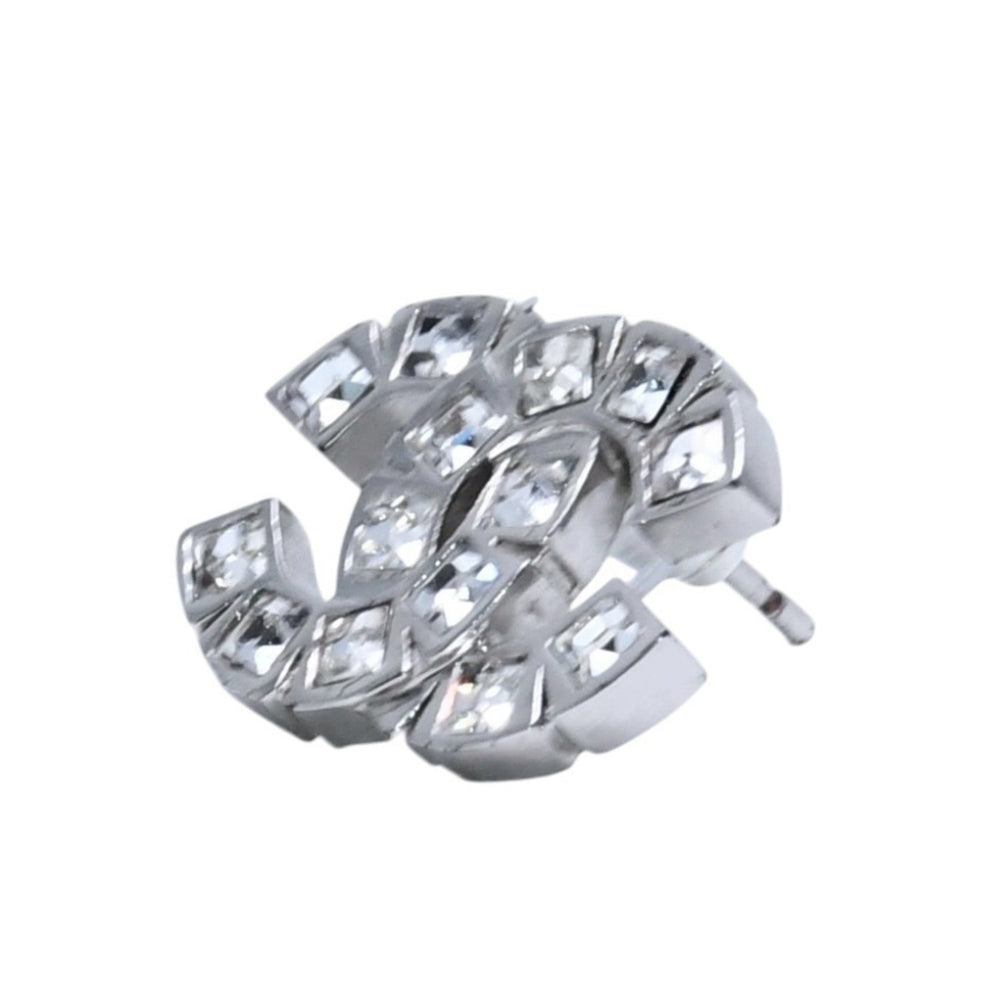 極美品 CHANEL シャネル ピアス スクエアラインストーン ココマーク シルバー 06A earrings CC square rhinestone 06A SV 美品 中古 4a000643