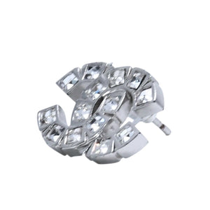 極美品 CHANEL シャネル ピアス スクエアラインストーン ココマーク シルバー 06A earrings CC square rhinestone 06A SV 美品 中古 4a000643