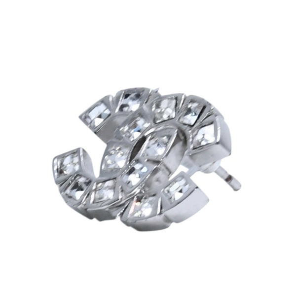 極美品 CHANEL シャネル ピアス スクエアラインストーン ココマーク シルバー 06A earrings CC square rhinestone 06A SV 美品 中古 4a000643
