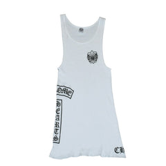 CHROME HEARTS クロムハーツ タンクトップ サイズL BSフレア オールドイングリッシュロゴ プリント ホワイト ブラック 美品 中古 4a001305