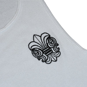 CHROME HEARTS クロムハーツ タンクトップ サイズL BSフレア オールドイングリッシュロゴ プリント ホワイト ブラック 美品 中古 4a001305