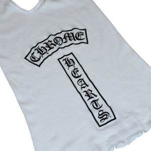 CHROME HEARTS クロムハーツ タンクトップ サイズL BSフレア オールドイングリッシュロゴ プリント ホワイト ブラック 美品 中古 4a001305