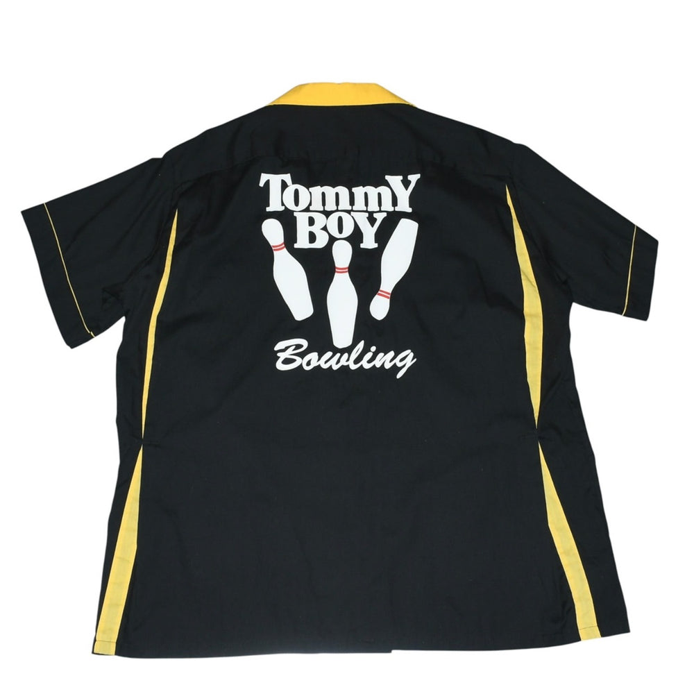 極美品 VINTAGE ヴィンテージ 90's TOMMY BOY RECRDS トミーボーイ レコード ボウリングシャツ サイズXL ブラック イエロー 中古 4a001511