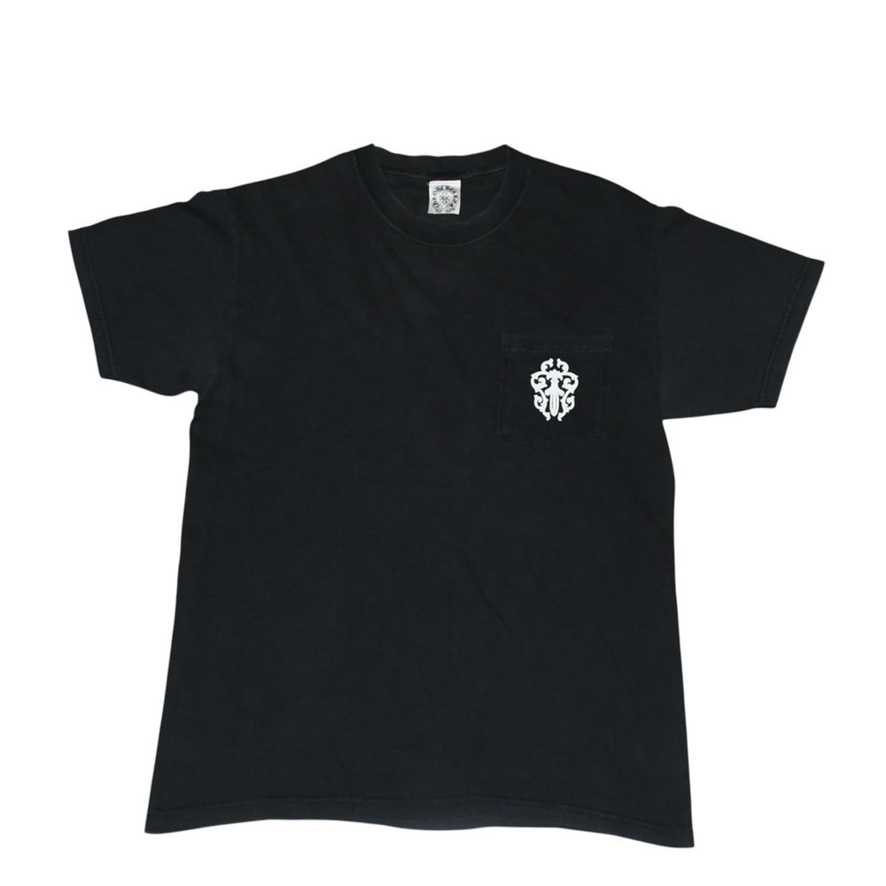 CHROME HEARTS クロムハーツ ヴァインダガー 半袖Tシャツ サイズM ホースシュー フローラルクロス ブラック 美品 中古 4a001530
