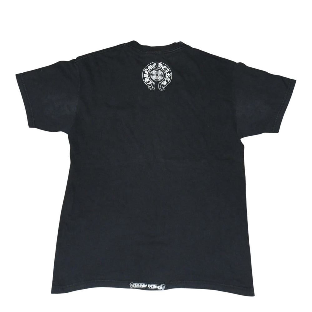 CHROME HEARTS クロムハーツ ヴァインダガー 半袖Tシャツ サイズM ホースシュー フローラルクロス ブラック 美品 中古 4a001530
