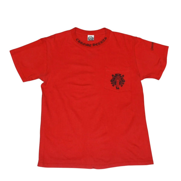 極美品 CHROME HEARTS クロムハーツ ヴァインダガー 半袖Tシャツ サイズM オールドモデル ネックロゴ スクロールラベル 中古 4a001531