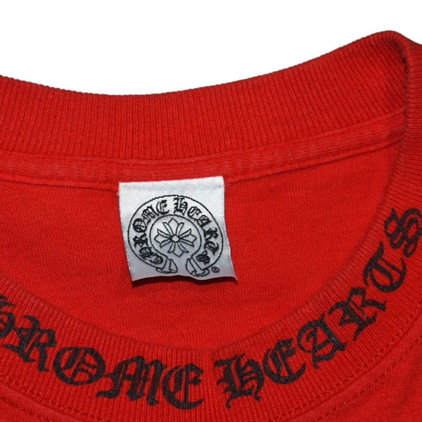 極美品 CHROME HEARTS クロムハーツ ヴァインダガー 半袖Tシャツ サイズM オールドモデル ネックロゴ スクロールラベル 中古 4a001531