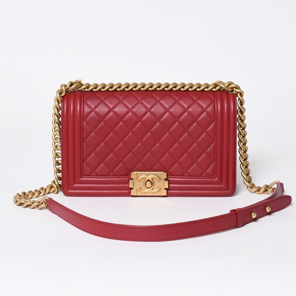 CHANEL シャネル ボーイシャネル チェーンショルダーバッグ ショルダーバッグ 26番台 ラムスキン ココマーク ピンク ゴールド金具 美品 中古 4a006431