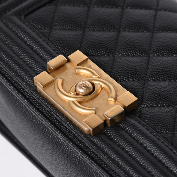 極美品 CHANEL シャネル ボーイシャネル ショルダーバッグ スモールハンドバッグ 29番台 キャビアスキン A67085 ココマーク ブラック ゴールド金具 中古 4a006429